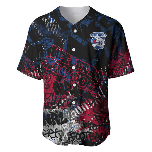 Western Bulldogs Baseball Jersey Urban Graffiti Street Art - Bold Abstract Spray Paint