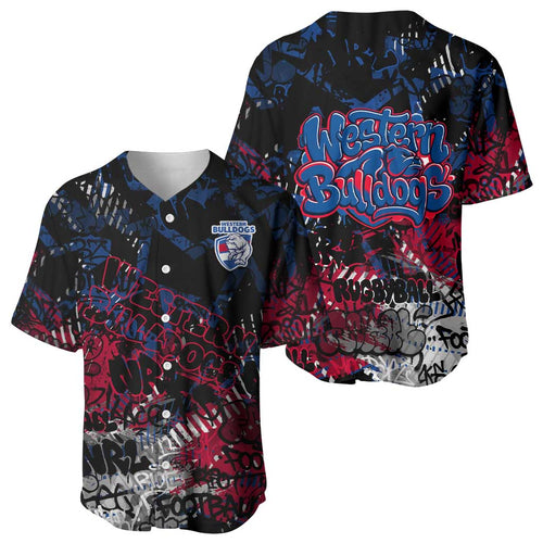 Western Bulldogs Baseball Jersey Urban Graffiti Street Art - Bold Abstract Spray Paint