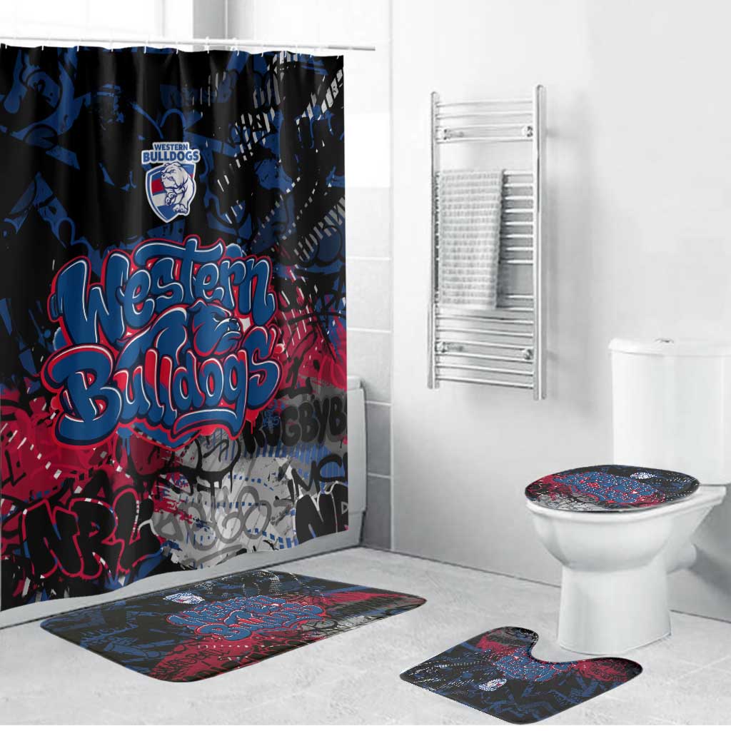 Western Bulldogs Bathroom Set Urban Graffiti Street Art - Bold Abstract Spray Paint