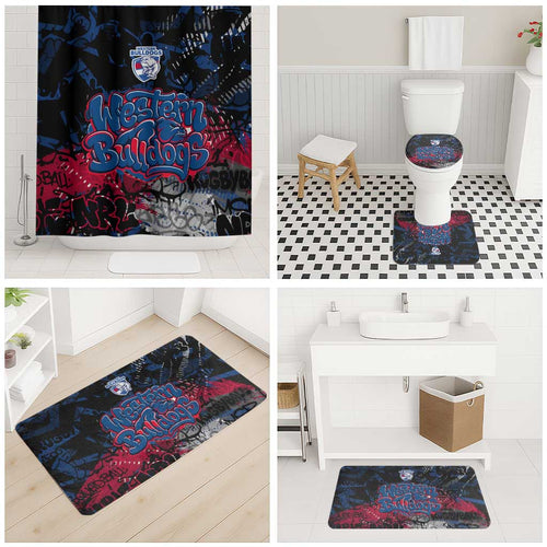 Western Bulldogs Bathroom Set Urban Graffiti Street Art - Bold Abstract Spray Paint