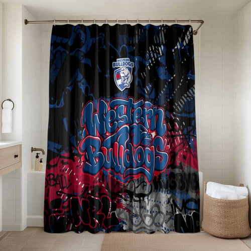 Western Bulldogs Bathroom Set Urban Graffiti Street Art - Bold Abstract Spray Paint