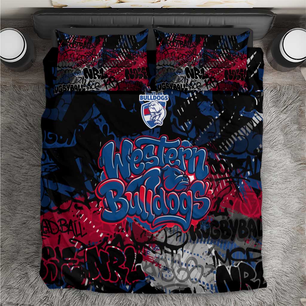 Western Bulldogs Bedding Set Urban Graffiti Street Art - Bold Abstract Spray Paint