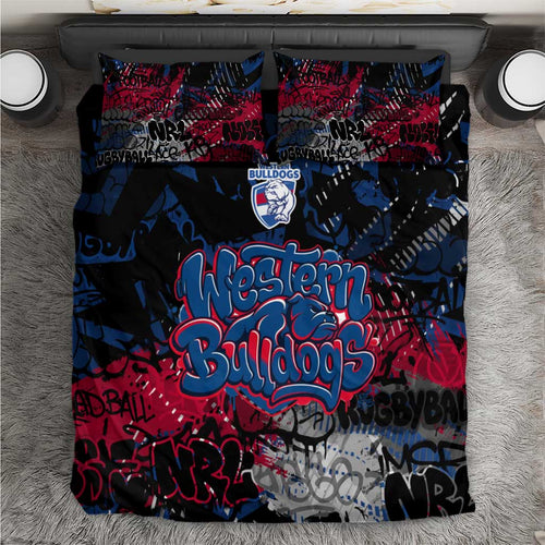 Western Bulldogs Bedding Set Urban Graffiti Street Art - Bold Abstract Spray Paint