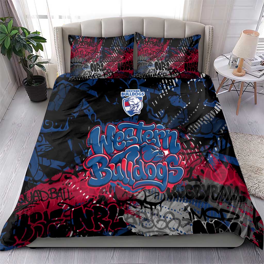 Western Bulldogs Bedding Set Urban Graffiti Street Art - Bold Abstract Spray Paint