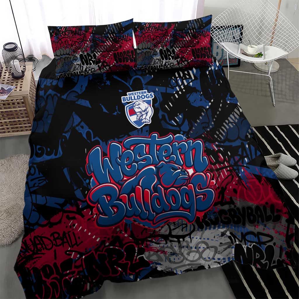 Western Bulldogs Bedding Set Urban Graffiti Street Art - Bold Abstract Spray Paint