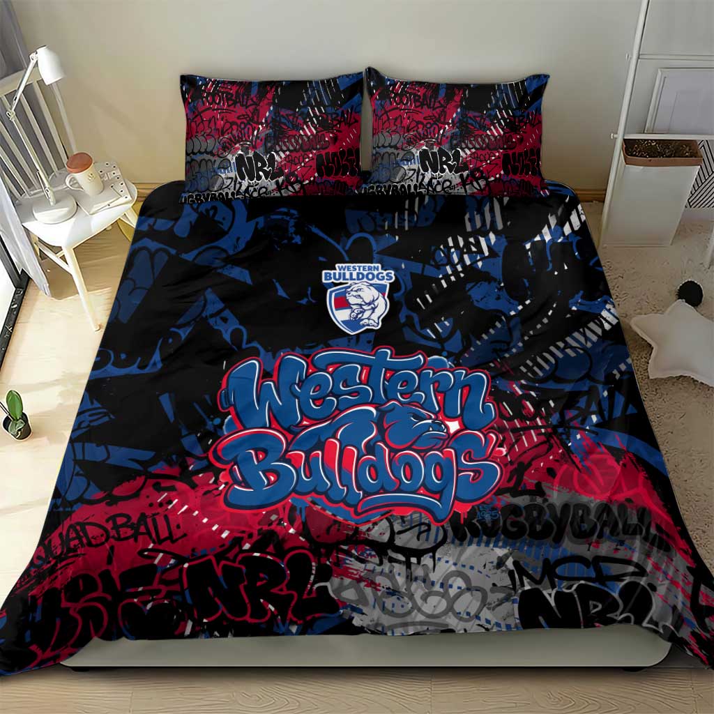 Western Bulldogs Bedding Set Urban Graffiti Street Art - Bold Abstract Spray Paint