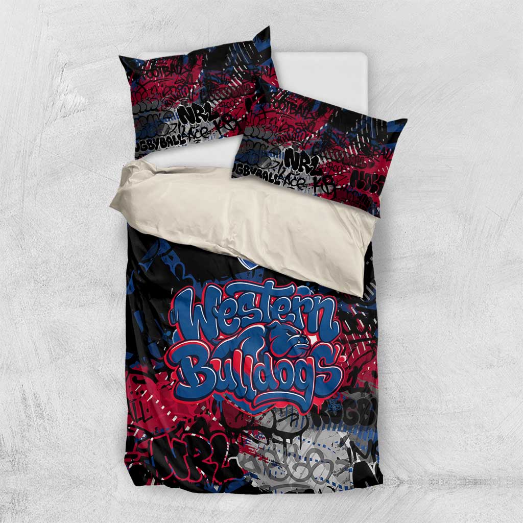 Western Bulldogs Bedding Set Urban Graffiti Street Art - Bold Abstract Spray Paint