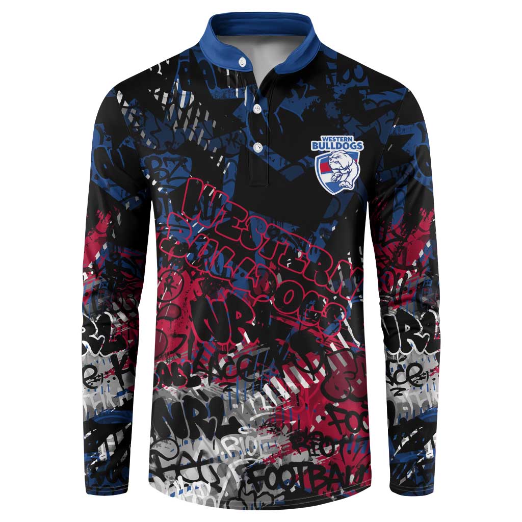 Western Bulldogs Button Sweatshirt Urban Graffiti Street Art - Bold Abstract Spray Paint