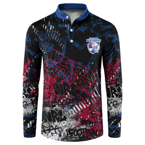 Western Bulldogs Button Sweatshirt Urban Graffiti Street Art - Bold Abstract Spray Paint