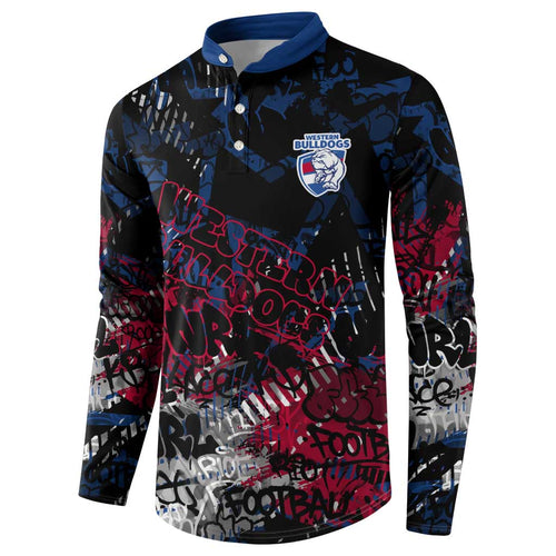 Western Bulldogs Button Sweatshirt Urban Graffiti Street Art - Bold Abstract Spray Paint