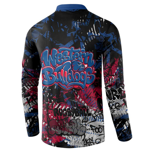 Western Bulldogs Button Sweatshirt Urban Graffiti Street Art - Bold Abstract Spray Paint