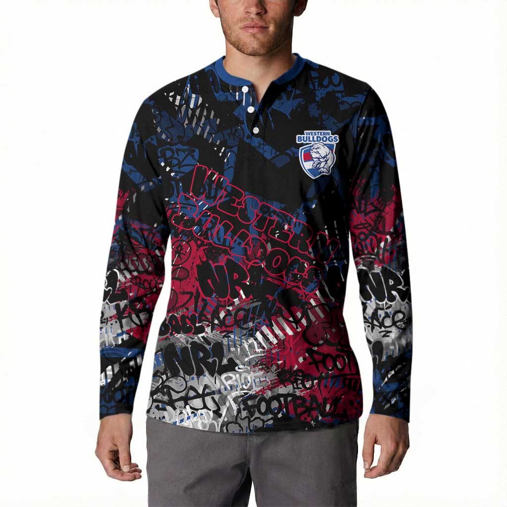 Western Bulldogs Button Sweatshirt Urban Graffiti Street Art - Bold Abstract Spray Paint