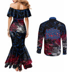 Western Bulldogs Couples Matching Mermaid Dress and Long Sleeve Button Shirt Urban Graffiti Street Art - Bold Abstract Spray Paint