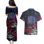 Western Bulldogs Couples Matching Puletasi and Hawaiian Shirt Urban Graffiti Street Art - Bold Abstract Spray Paint