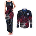 Western Bulldogs Couples Matching Tank Maxi Dress and Long Sleeve Button Shirt Urban Graffiti Street Art - Bold Abstract Spray Paint