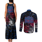 Western Bulldogs Couples Matching Tank Maxi Dress and Long Sleeve Button Shirt Urban Graffiti Street Art - Bold Abstract Spray Paint
