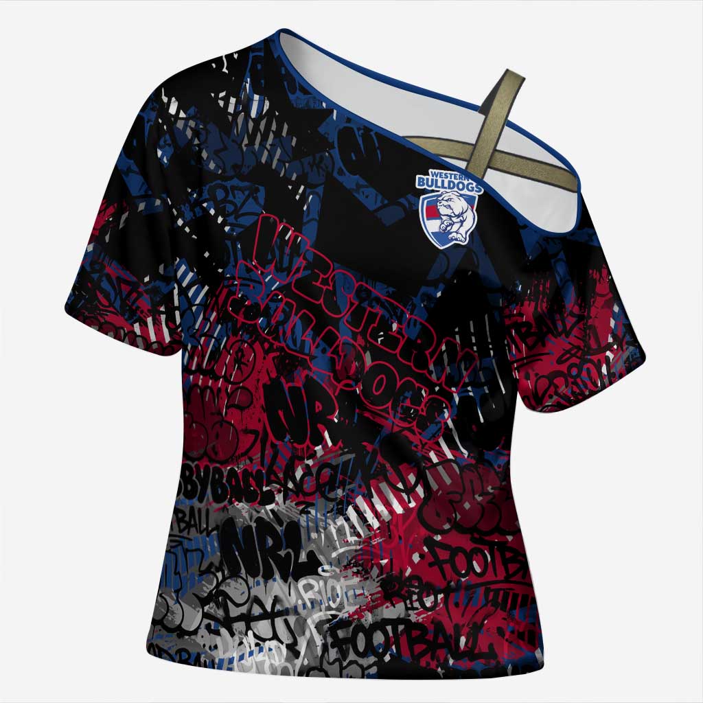 Western Bulldogs Cross Shoulder Shirt Urban Graffiti Street Art - Bold Abstract Spray Paint