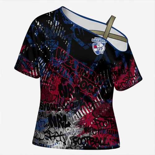 Western Bulldogs Cross Shoulder Shirt Urban Graffiti Street Art - Bold Abstract Spray Paint