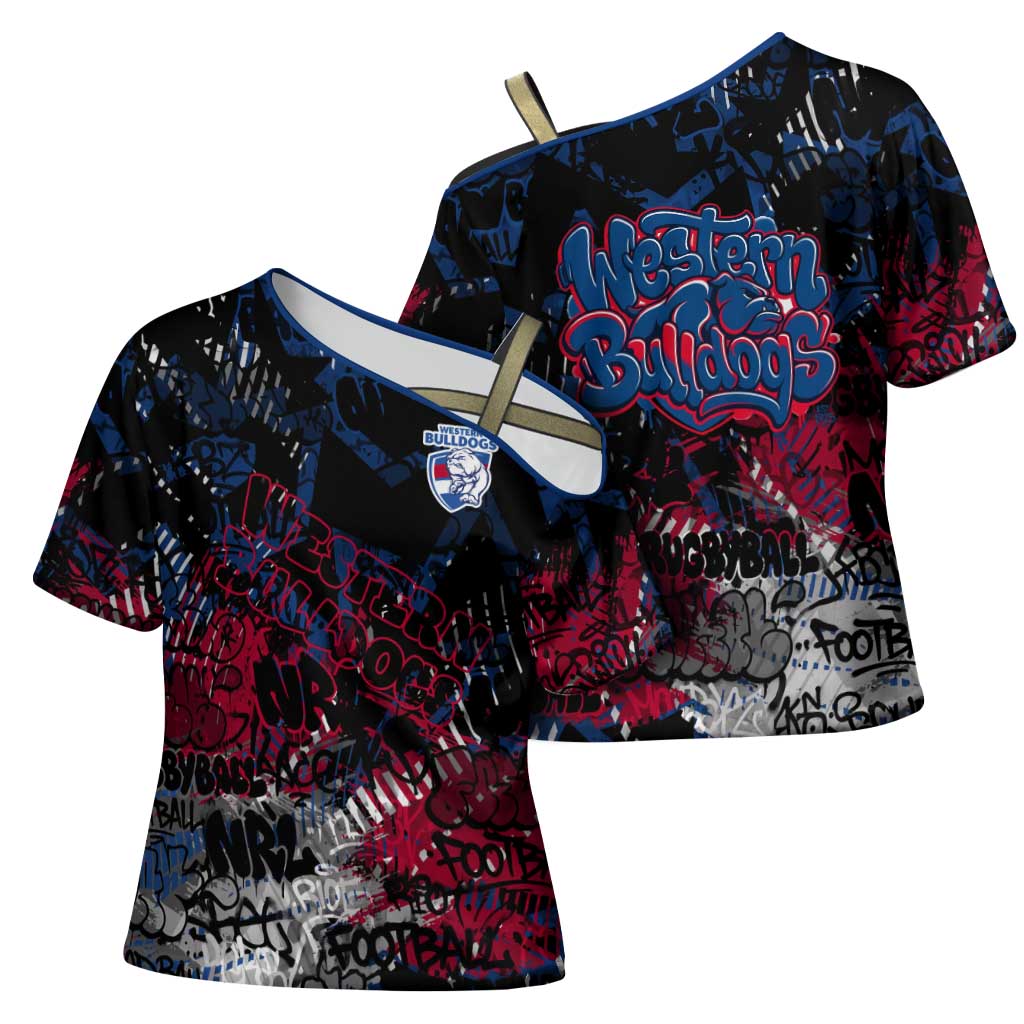 Western Bulldogs Cross Shoulder Shirt Urban Graffiti Street Art - Bold Abstract Spray Paint
