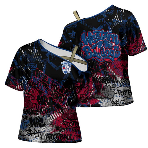 Western Bulldogs Cross Shoulder Shirt Urban Graffiti Street Art - Bold Abstract Spray Paint