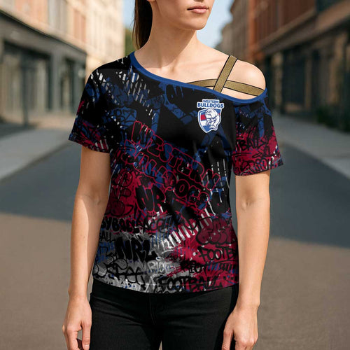Western Bulldogs Cross Shoulder Shirt Urban Graffiti Street Art - Bold Abstract Spray Paint