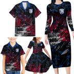 Western Bulldogs Family Matching Long Sleeve Bodycon Dress and Hawaiian Shirt Urban Graffiti Street Art - Bold Abstract Spray Paint