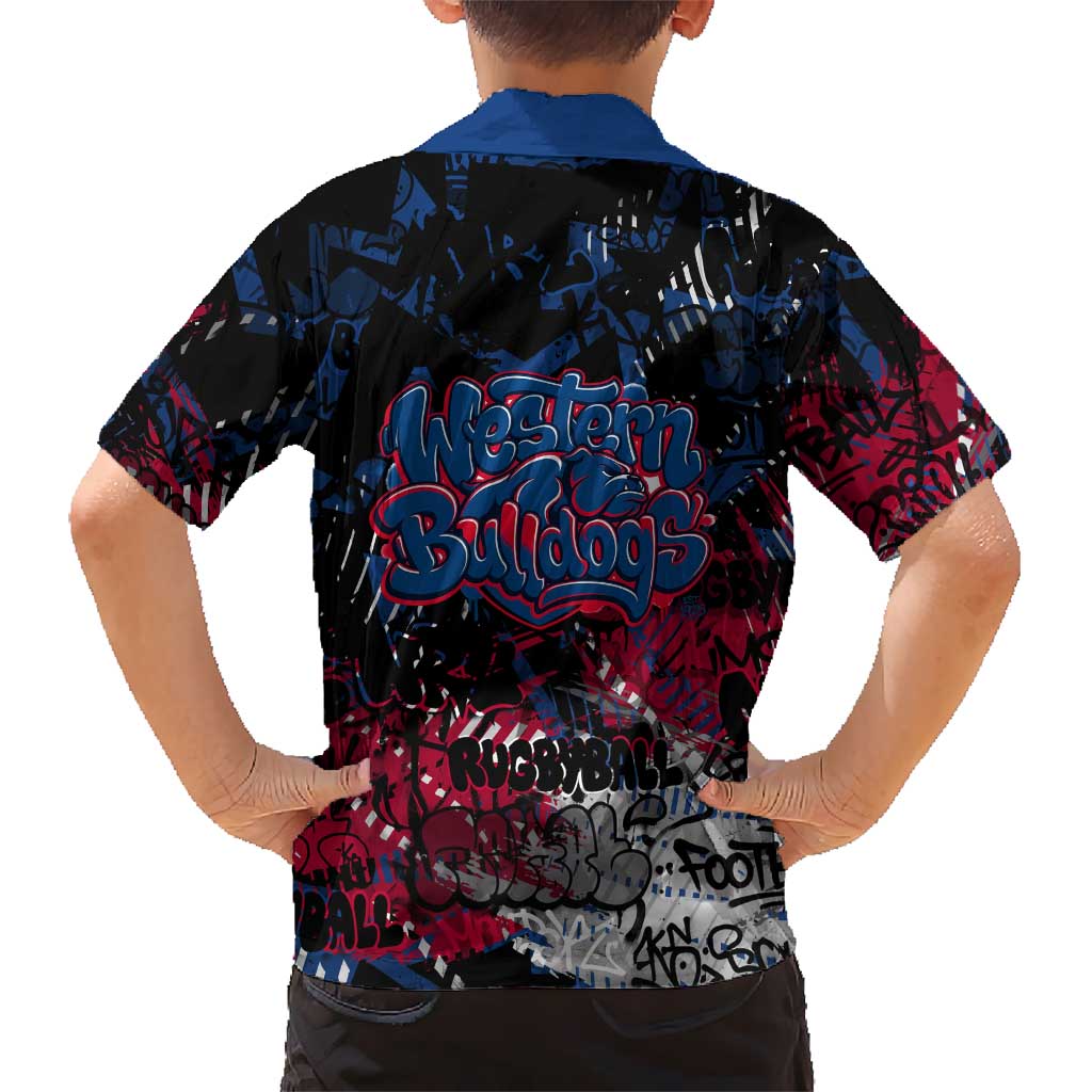 Western Bulldogs Family Matching Long Sleeve Bodycon Dress and Hawaiian Shirt Urban Graffiti Street Art - Bold Abstract Spray Paint