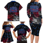 Western Bulldogs Family Matching Long Sleeve Bodycon Dress and Hawaiian Shirt Urban Graffiti Street Art - Bold Abstract Spray Paint