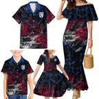 Western Bulldogs Family Matching Mermaid Dress and Hawaiian Shirt Urban Graffiti Street Art - Bold Abstract Spray Paint