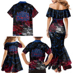 Western Bulldogs Family Matching Mermaid Dress and Hawaiian Shirt Urban Graffiti Street Art - Bold Abstract Spray Paint