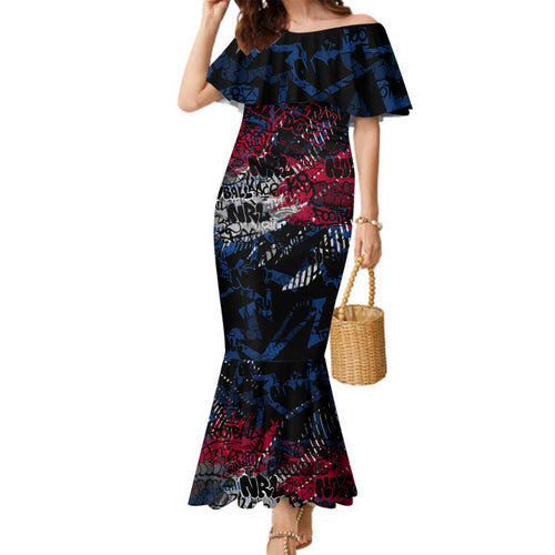 Western Bulldogs Family Matching Mermaid Dress and Hawaiian Shirt Urban Graffiti Street Art - Bold Abstract Spray Paint