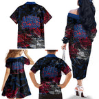 Western Bulldogs Family Matching Off The Shoulder Long Sleeve Dress and Hawaiian Shirt Urban Graffiti Street Art - Bold Abstract Spray Paint