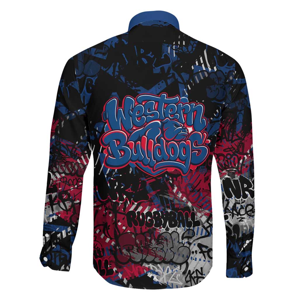 Western Bulldogs Family Matching Off The Shoulder Long Sleeve Dress and Hawaiian Shirt Urban Graffiti Street Art - Bold Abstract Spray Paint