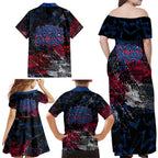 Western Bulldogs Family Matching Off Shoulder Maxi Dress and Hawaiian Shirt Urban Graffiti Street Art - Bold Abstract Spray Paint