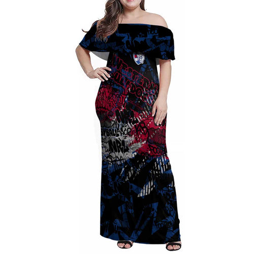 Western Bulldogs Family Matching Off Shoulder Maxi Dress and Hawaiian Shirt Urban Graffiti Street Art - Bold Abstract Spray Paint