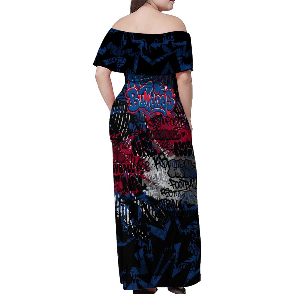 Western Bulldogs Family Matching Off Shoulder Maxi Dress and Hawaiian Shirt Urban Graffiti Street Art - Bold Abstract Spray Paint