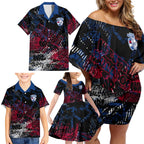 Western Bulldogs Family Matching Off Shoulder Short Dress and Hawaiian Shirt Urban Graffiti Street Art - Bold Abstract Spray Paint