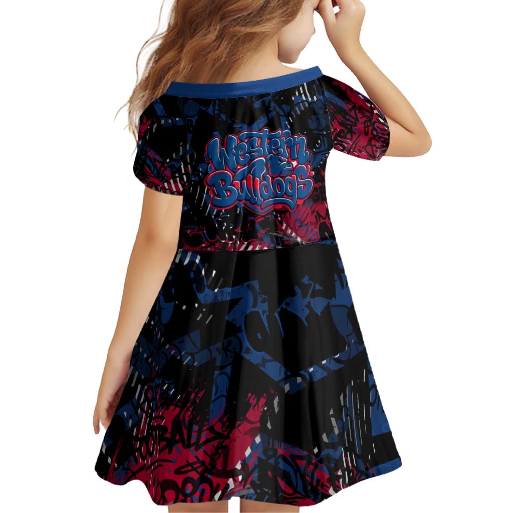 Western Bulldogs Family Matching Off Shoulder Short Dress and Hawaiian Shirt Urban Graffiti Street Art - Bold Abstract Spray Paint