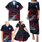 Western Bulldogs Family Matching Puletasi and Hawaiian Shirt Urban Graffiti Street Art - Bold Abstract Spray Paint