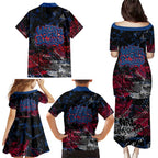 Western Bulldogs Family Matching Puletasi and Hawaiian Shirt Urban Graffiti Street Art - Bold Abstract Spray Paint