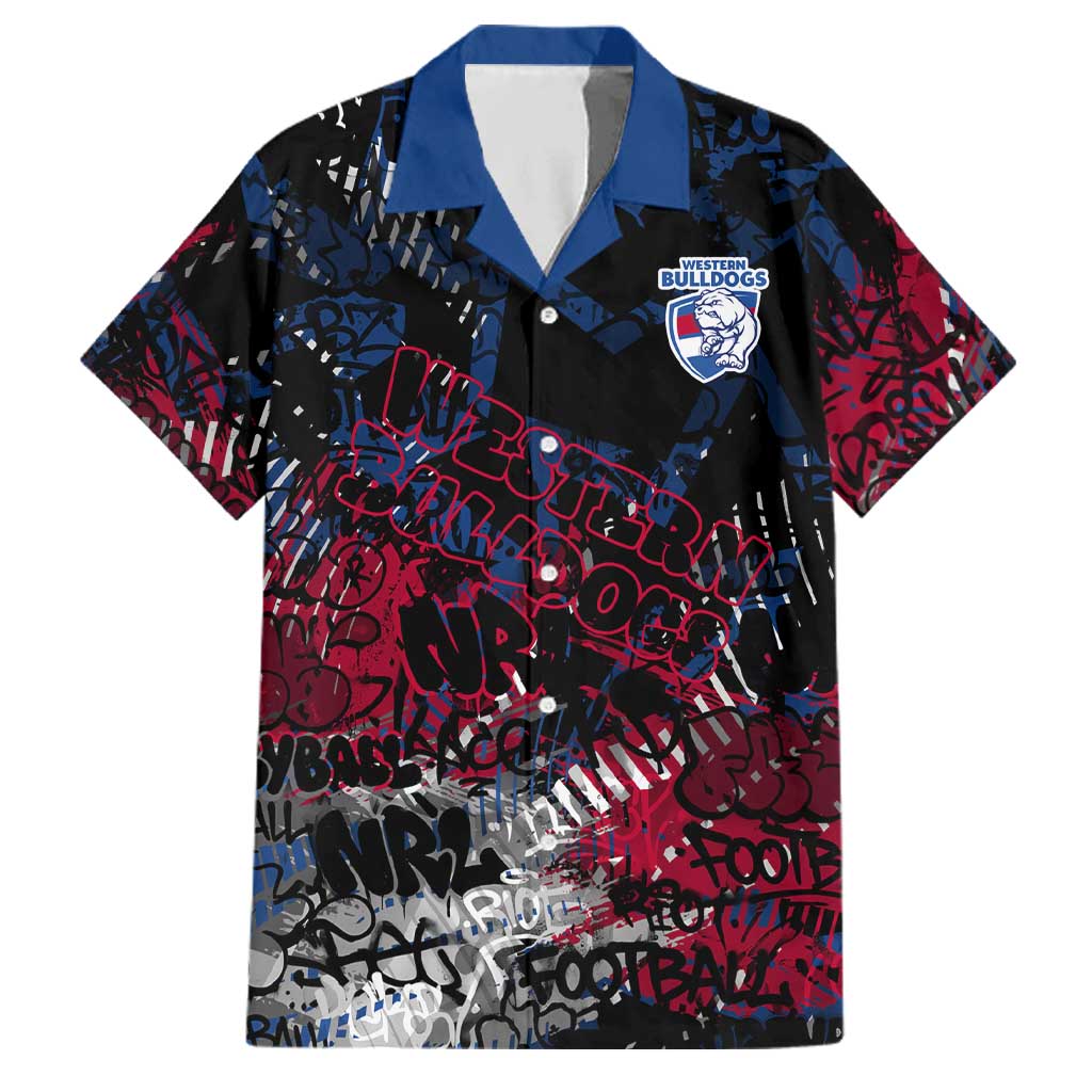 Western Bulldogs Family Matching Puletasi and Hawaiian Shirt Urban Graffiti Street Art - Bold Abstract Spray Paint