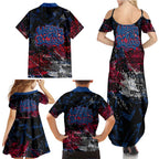 Western Bulldogs Family Matching Summer Maxi Dress and Hawaiian Shirt Urban Graffiti Street Art - Bold Abstract Spray Paint