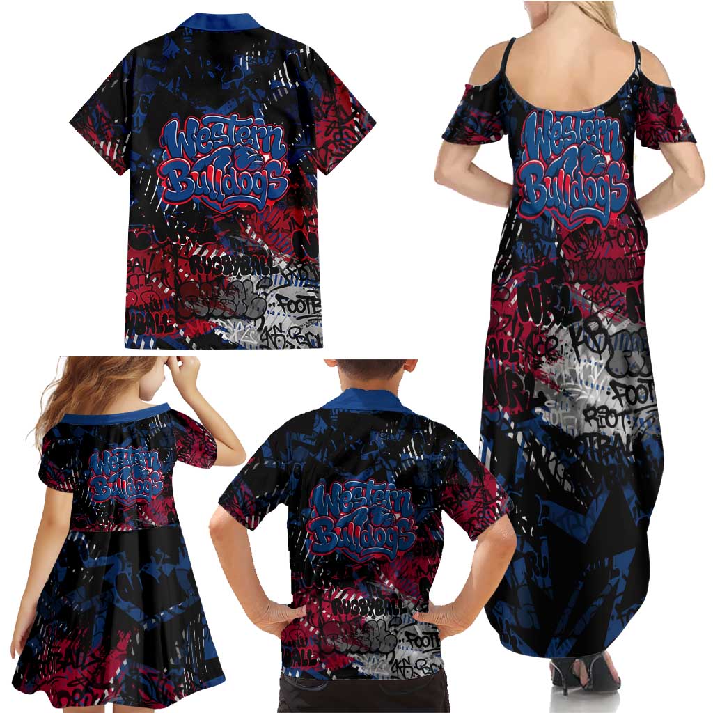 Western Bulldogs Family Matching Summer Maxi Dress and Hawaiian Shirt Urban Graffiti Street Art - Bold Abstract Spray Paint