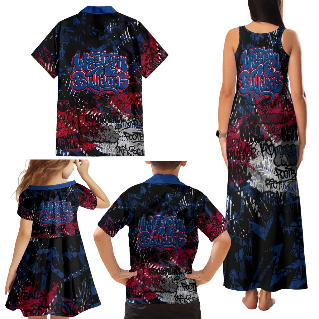 Western Bulldogs Family Matching Tank Maxi Dress and Hawaiian Shirt Urban Graffiti Street Art - Bold Abstract Spray Paint