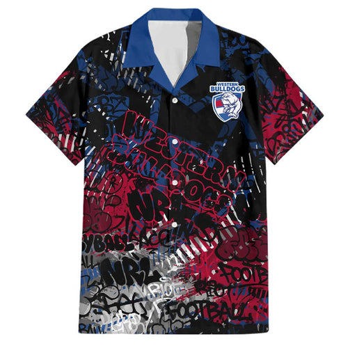 Western Bulldogs Family Matching Tank Maxi Dress and Hawaiian Shirt Urban Graffiti Street Art - Bold Abstract Spray Paint