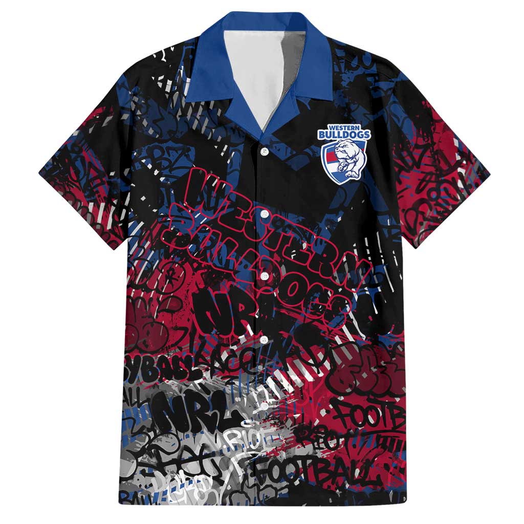 Western Bulldogs Hawaiian Shirt Urban Graffiti Street Art - Bold Abstract Spray Paint