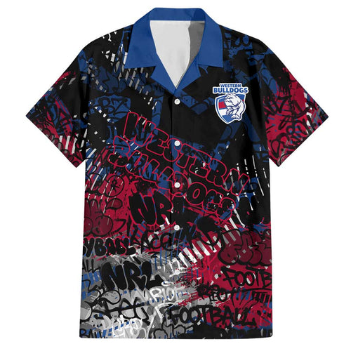 Western Bulldogs Hawaiian Shirt Urban Graffiti Street Art - Bold Abstract Spray Paint