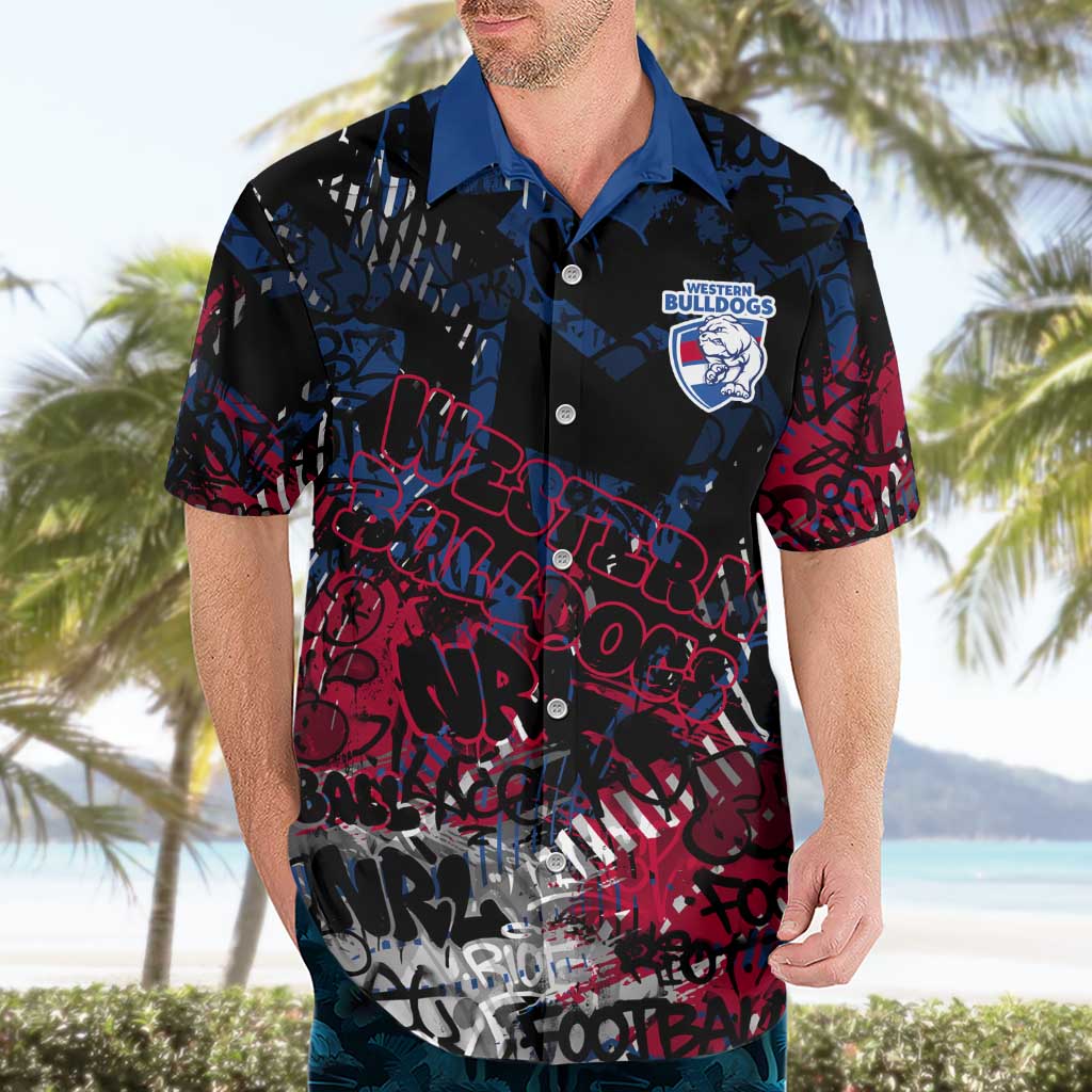 Western Bulldogs Hawaiian Shirt Urban Graffiti Street Art - Bold Abstract Spray Paint