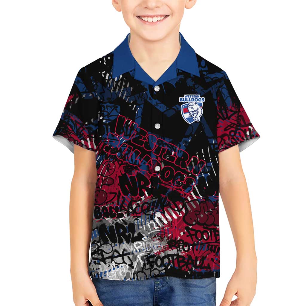 Western Bulldogs Hawaiian Shirt Urban Graffiti Street Art - Bold Abstract Spray Paint