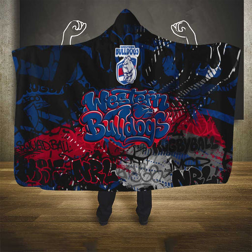 Western Bulldogs Hooded Blanket Urban Graffiti Street Art - Bold Abstract Spray Paint